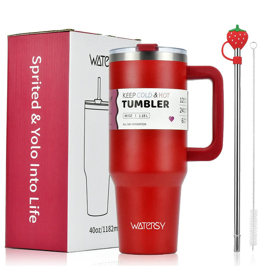 Stainless Steel Tumbler with Handle & Straw